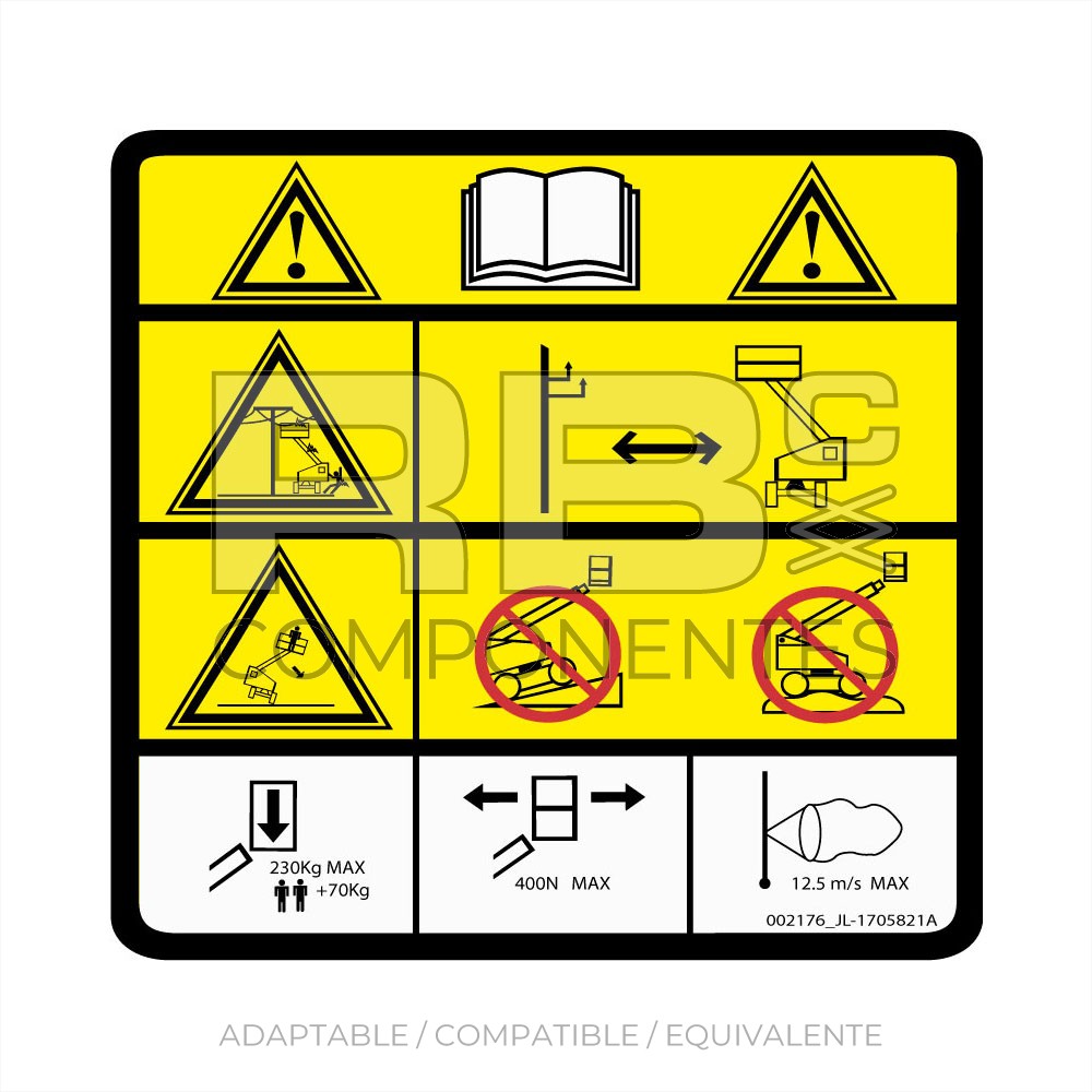 ADHESIVO ADVERTENCIA JL 30X30 BAJO CUADRO DE MANDO