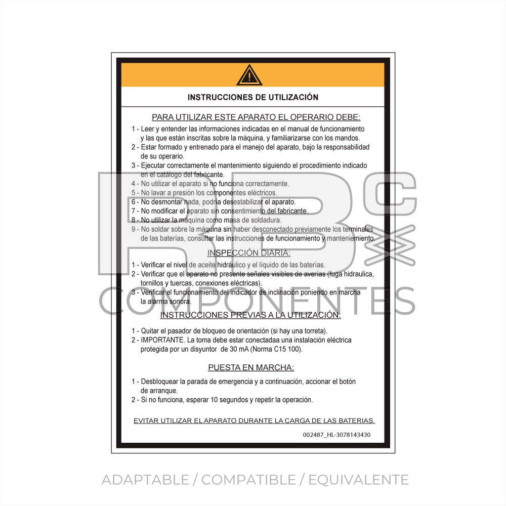 ADH. COMPATIBLE CON LA REF HL  3078143430