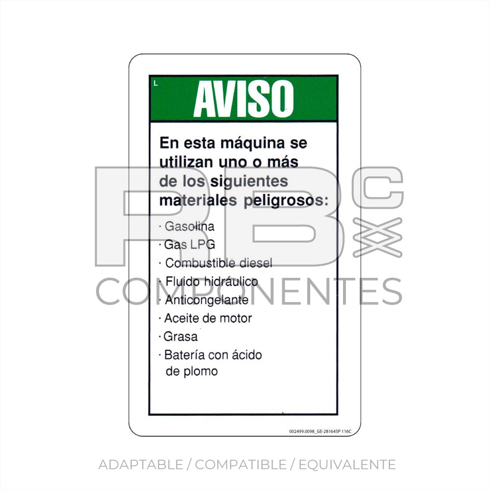 ADHESIVO COMPATIBLE REF  GE 28164 116C