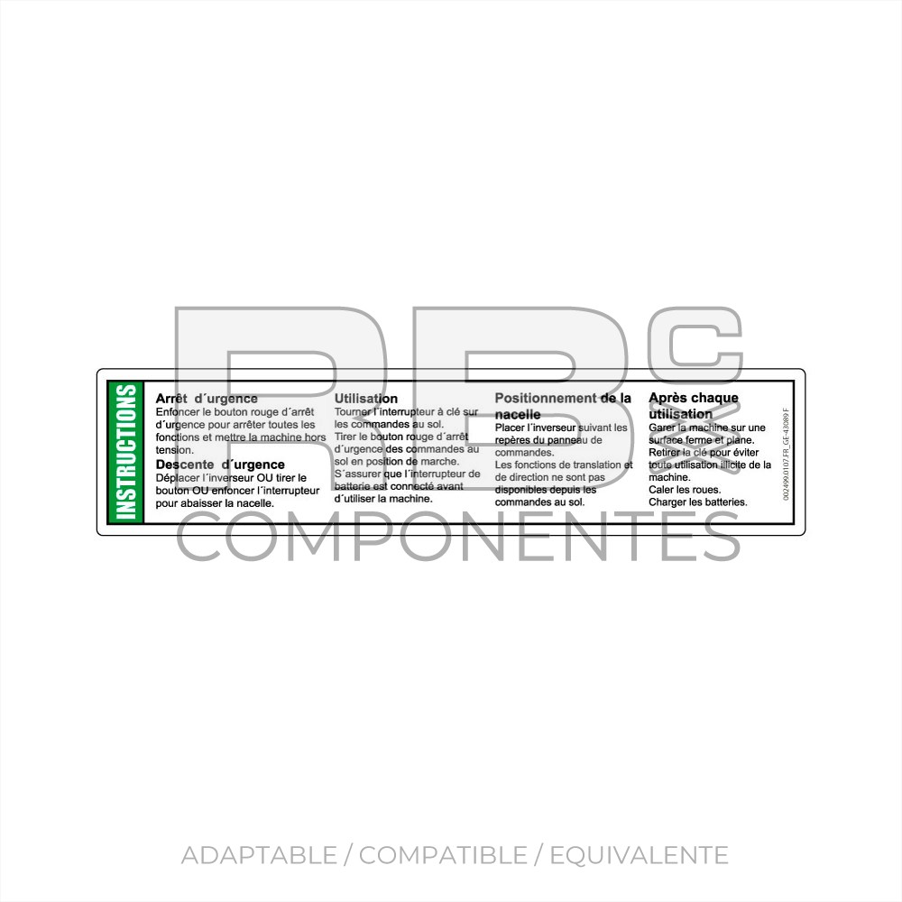 ADHESIVO COMPATIBLE REF GE 43089 FRANCES