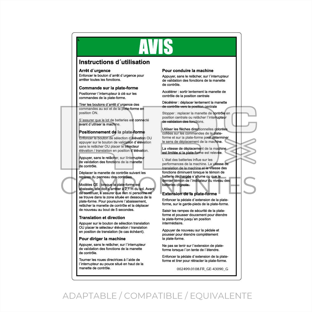 ADHESIVO COMPATIBLE REF GE-43090 G FRANCES