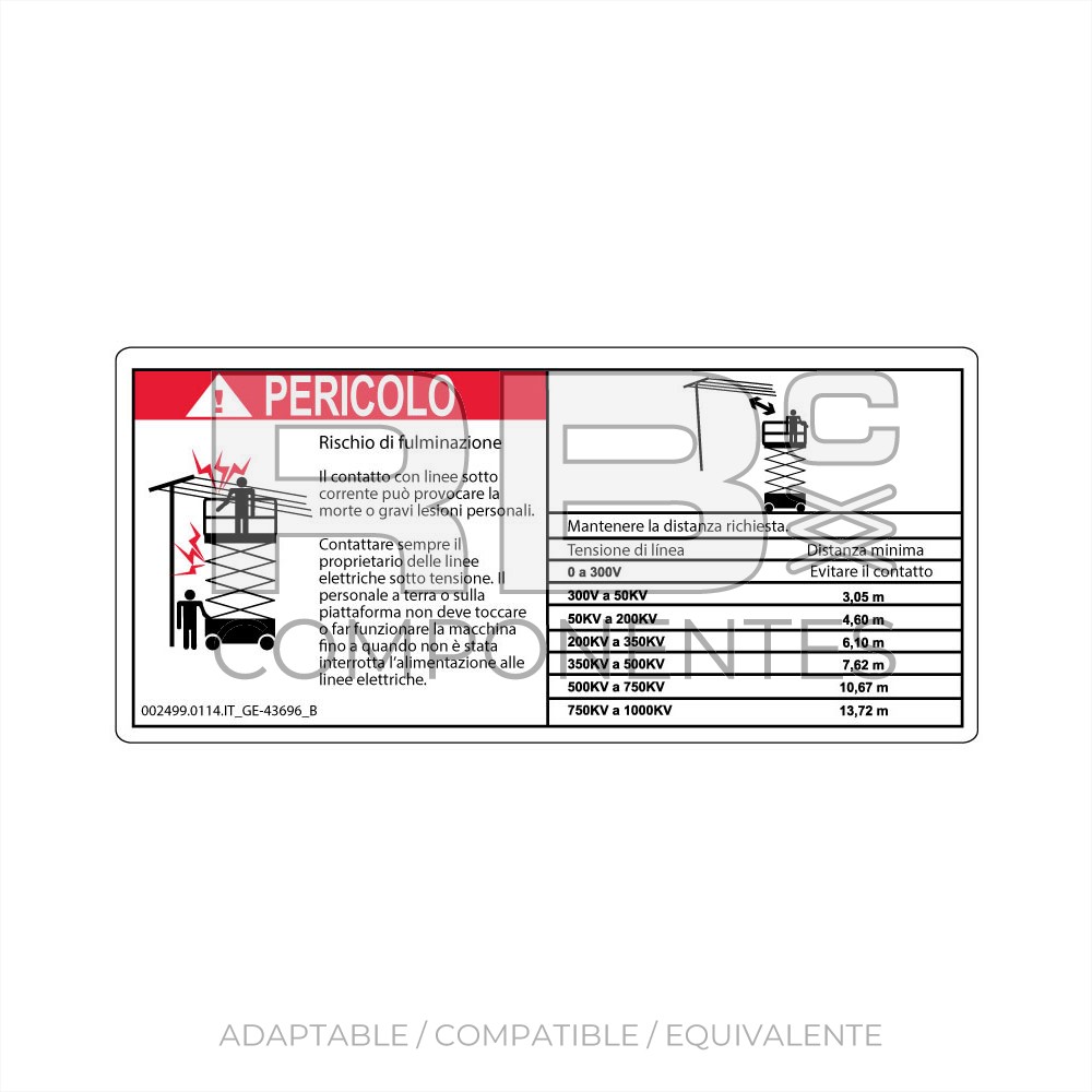 ADHESIVO COMPATIBLE REF GE-43696IT ITALIANO