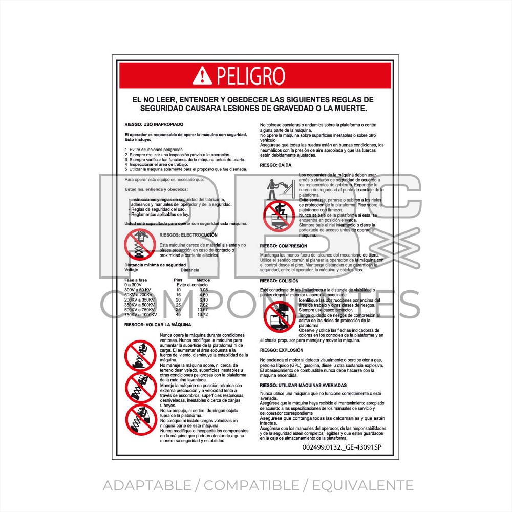 ADHESIVO COMPATIBLE REF GE 43091