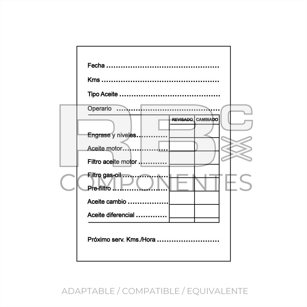 ADH. REVISION DE ACEITE 75x105mm