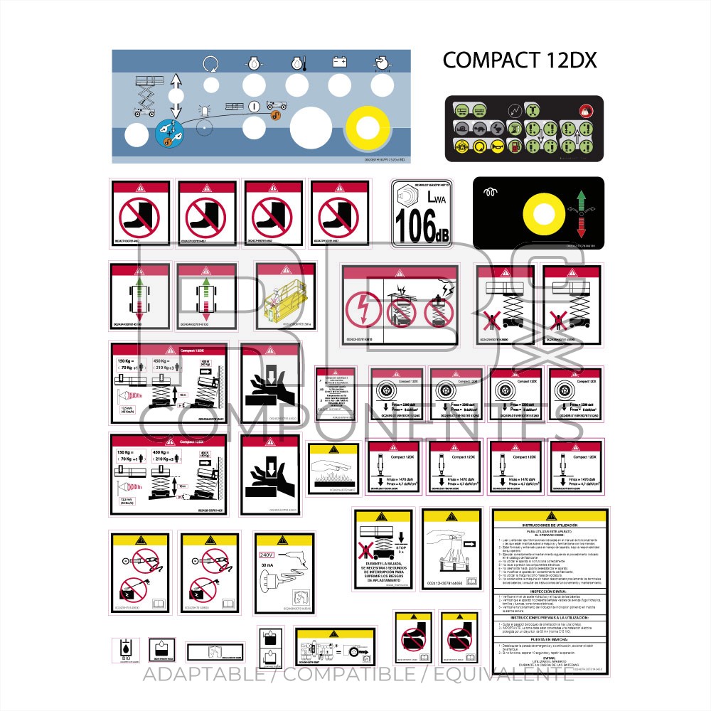 KIT DE ADHESIVOS ADVERTENCIA+PELIGRO  CM-12DX