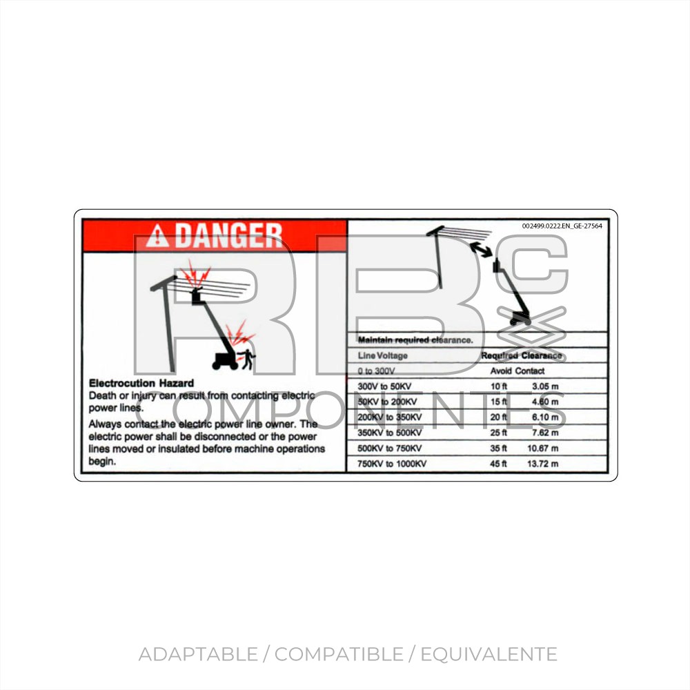 ADHESIVO COMPATIBLE REF GE 27564 C INGLES
