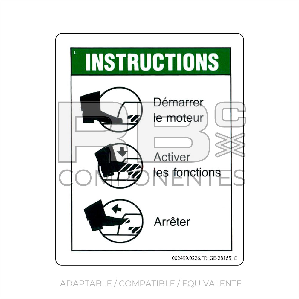 ADHESIVO COMPATIBLE REF GE-28165FR C FRANCES