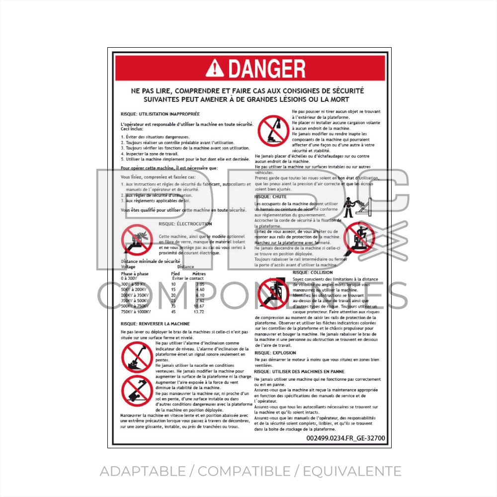 ADHESIVO COMPATIBLE REF GE 32700 FRANCES