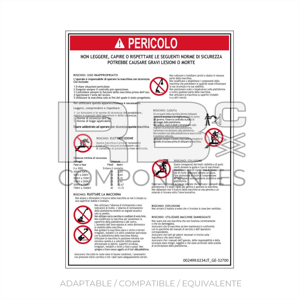 ADHESIVO COMPATIBLE REF GE 32700 ITALIANO
