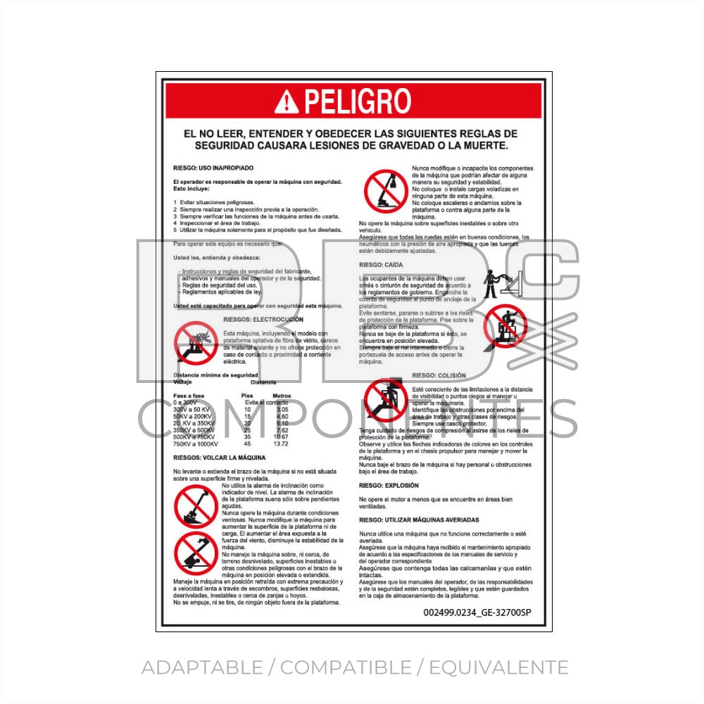 ADHESIVO COMPATIBLE REF GE 32700