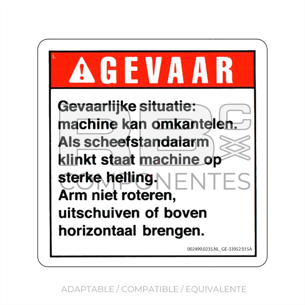 ADHESIVO COMPATIBLE REF GE 33952 B HOLANDES