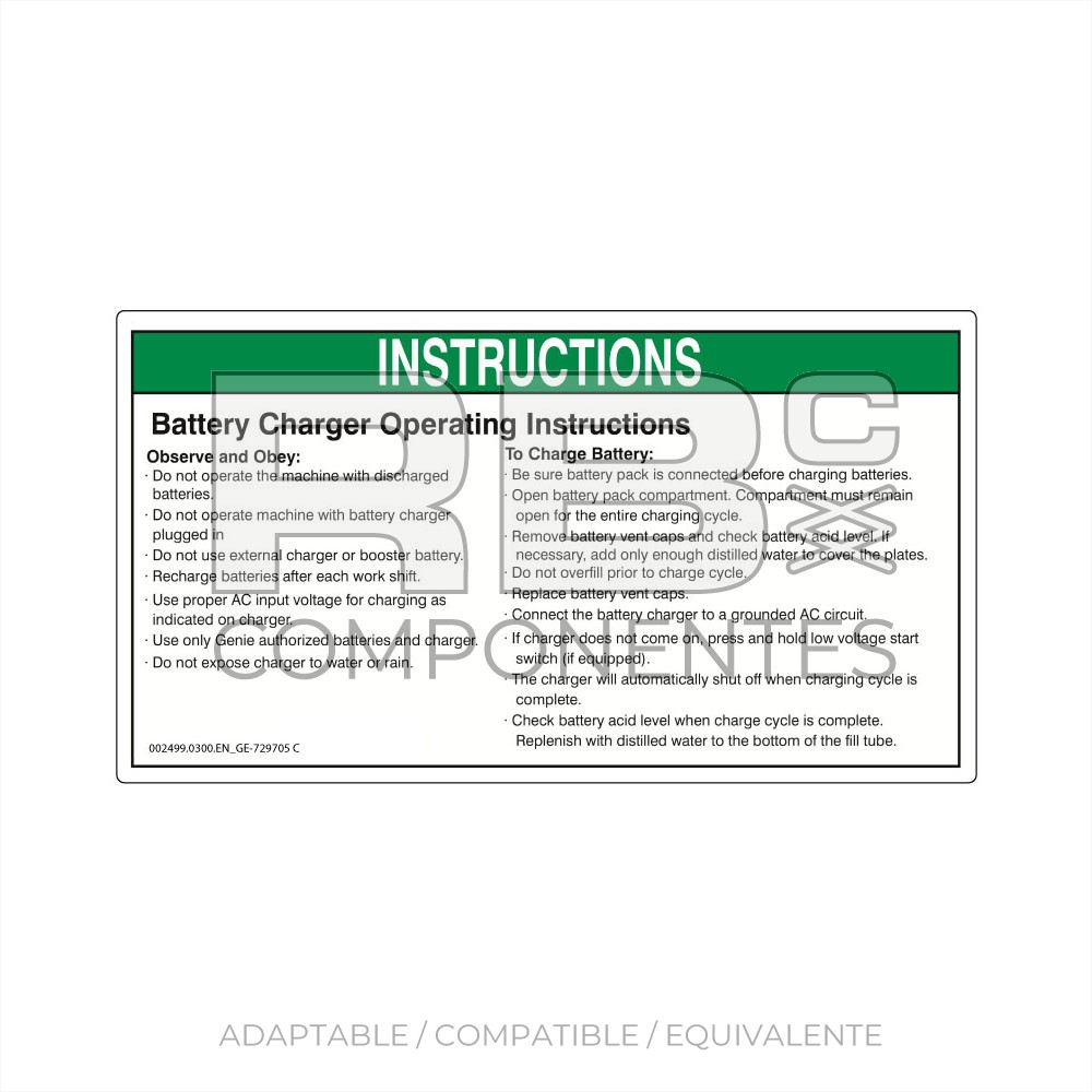 ADHESIVO COMPATIBLE REF GE 72970 INGLES