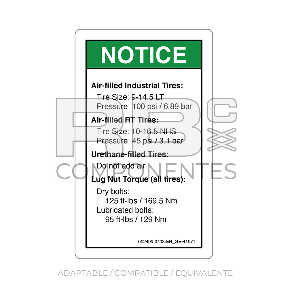 ADHESIVO COMPATIBLE REF GE 41971 INGLES