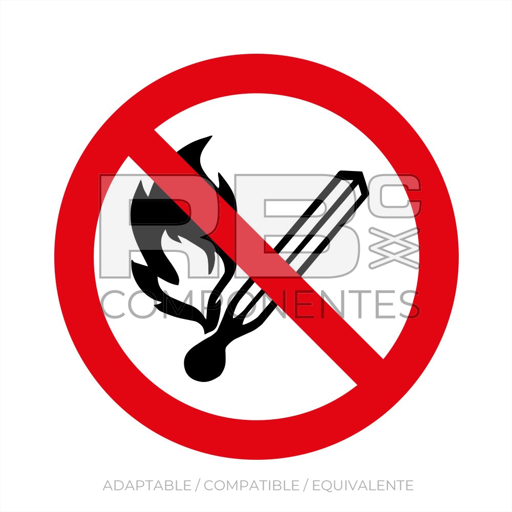 ADHPR02 – NORMA EN-ISO 7010 – ADH. PROH. ENCENDER FUEGO – 90x90mm