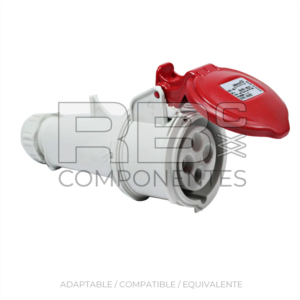 ENCHUFE H/ TRIFASICO 3+T 16 AMP ROJO