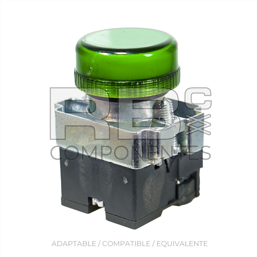 PILOTO VERDE CON SOPORTE Y CONTACTOS PARA BOMBILLA  12V