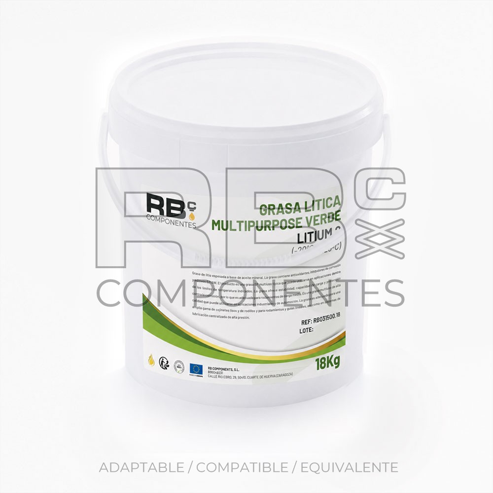 GRASA LITICA MULTIPURPOSE VERDE - LITIUM 2 18KG(-20ºC a 125ºC)