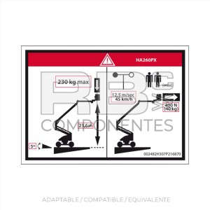 ADH. COMPATIBLE PELIGRO CARGA MÁX HL-260PX (A.D.)