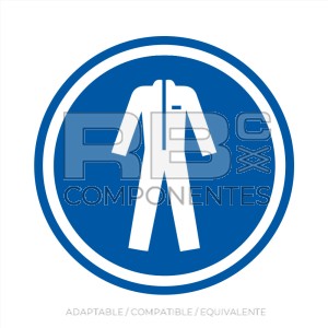 ADHOB13 - NORMA EN-ISO 7010 - ADH. OBLIG. USO DE PROTECCION DEL CUERPO - 90x90mm