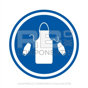 ADHOB26 - NORMA EN-ISO 7010 - ADH. OBLIG. USO DE MANDIL Y MANGUITOS - 90x90mm