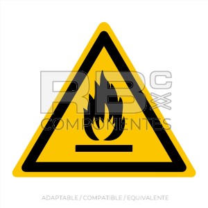 ADHAD01 - NORMA EN-ISO 7010 - ADH. ADVERTENCIAPELIGRO DE INCENDIO - 110x90mm