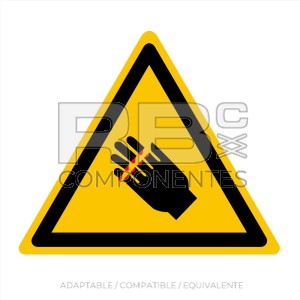 ADHAD100 - NORMA EN-ISO 7010 - ADH. ADVERTENCIA PELIGRO CORTE DE MANOS - 110x90mm