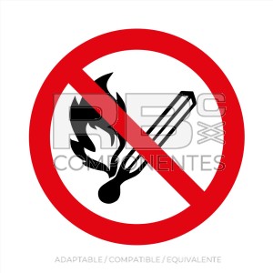ADHPR02 – NORMA EN-ISO 7010 – ADH. PROH. ENCENDER FUEGO – 90x90mm