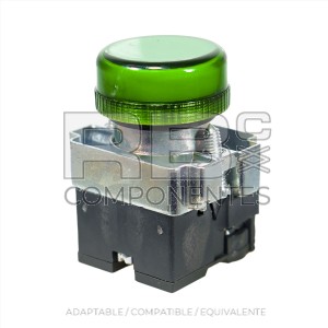 PILOTO VERDE CON SOPORTE Y CONTACTOS PARA BOMBILLA  12V