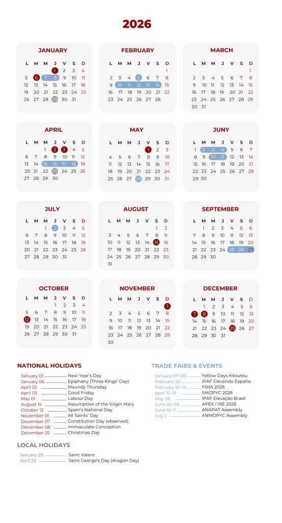 CALENDARIO INGLES 2026